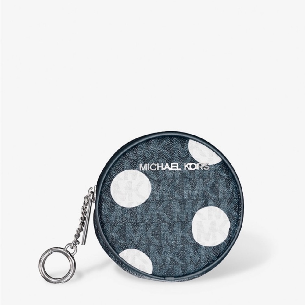 Michael Kors Jet Set Small Polka Dot Signature Logo Coin Pouch NWT